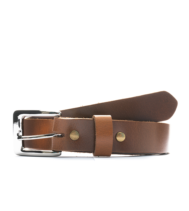 Taupō Tan/Nickel Leather Belt 30mm - The Hold Up NZ